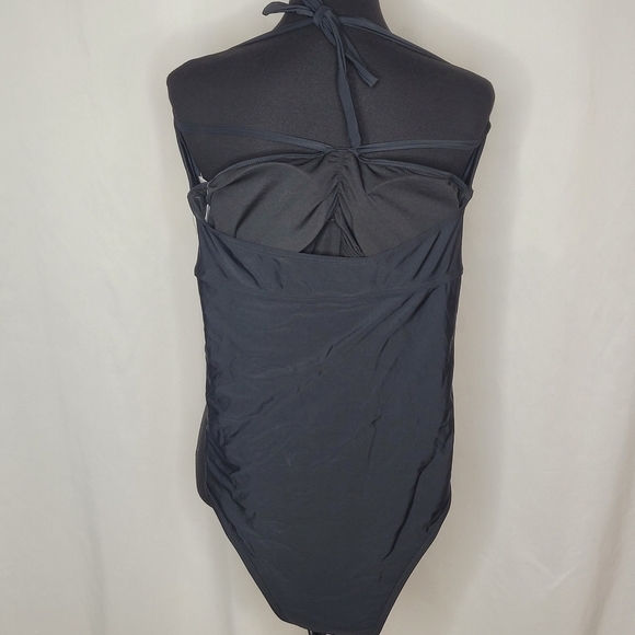 Strappy Halter-Tie Black One-Piece Swimsuit - Size XL - Picture 6 of 11